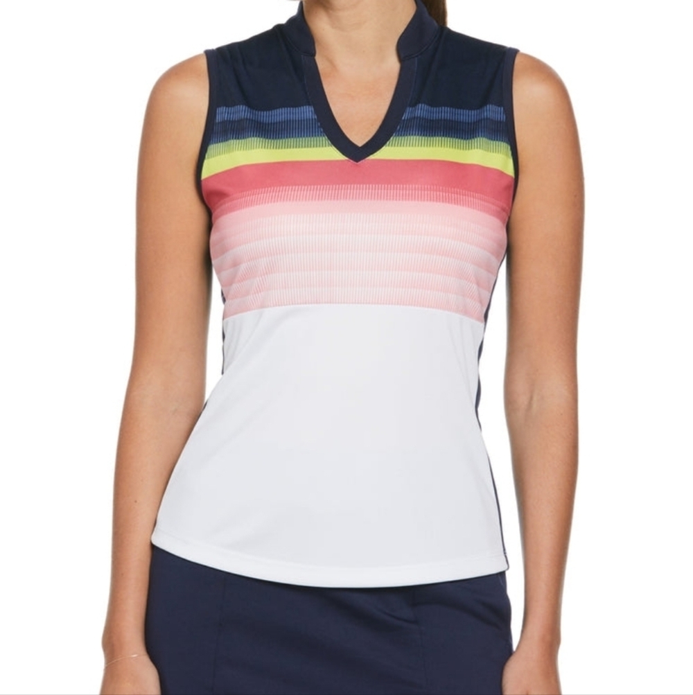 Callaway Womens Gradient Stripe Color Block Golf Polo Size Small NEW